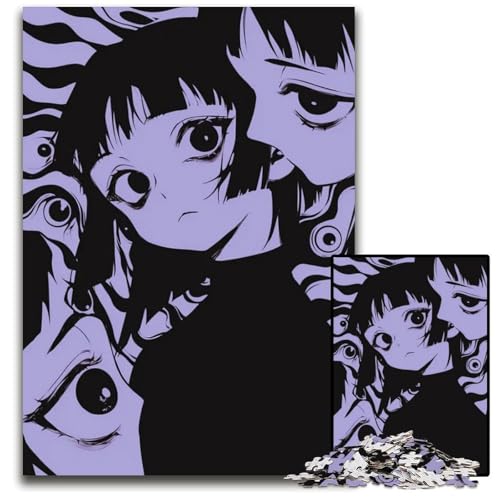1000teiliges Puzzle für Erwachsene AnimeMädchen mit Augen Holzpuzzle für Erwachsene kreatives Familienspiel Heimdekoration Teenager 1000 PCS (38 x 26 cm) von CXUOSADIP