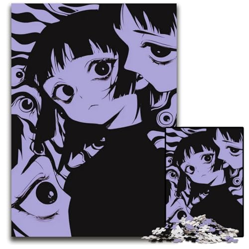 1000teiliges Puzzle für Erwachsene AnimeMädchen mit Augen Puzzles für Erwachsene Heimaktivität für Feiertage Geburtstage und Familienspieleabende 1000 Teile (75 x 50 cm) von CXUOSADIP