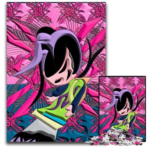 1000teiliges Puzzle für Erwachsene AnimeMädchen mit geometrischem Hintergrund 14 Puzzles für Erwachsene Heimaktivität für Feiertage Geburtstage und Familienspieleabende 1000 Teile (75 x 50 cm) von CXUOSADIP