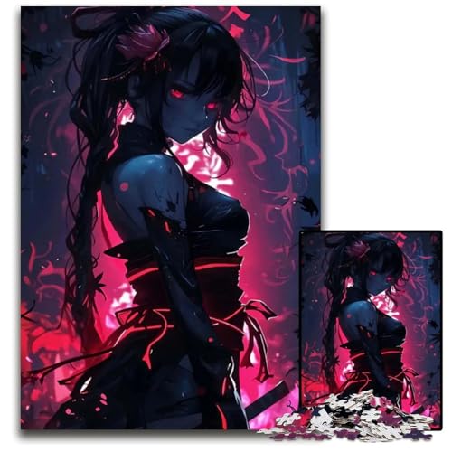 1000teiliges Puzzle für Erwachsene AnimeMädchen mit roten Augen Puzzles für Erwachsene Heimaktivität für Feiertage Geburtstage und Familienspieleabende 1000 Teile (75 x 50 cm) von CXUOSADIP
