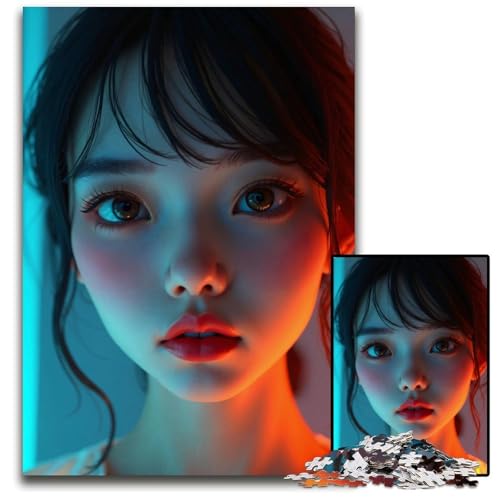 1000teiliges Puzzle für Erwachsene AnimeMädchenporträt Holzpuzzle für Erwachsene kreatives Familienspiel Heimdekoration Teenager 1000 PCS (75 x 50 cm) von CXUOSADIP