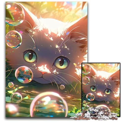 1000teiliges Puzzle für Erwachsene Bubble Cat Anime Holzpuzzle für Erwachsene kreatives Familienspiel Heimdekoration Teenager 1000 PCS (75 x 50 cm) von CXUOSADIP