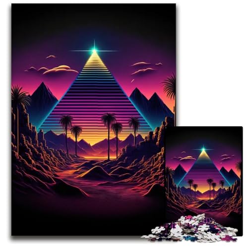 1000teiliges Puzzle für Erwachsene Eine RetrowavePyramide Holzpuzzle Interaktives Familienspiel Familienaktivitätsspiel 1000 Teile (75 x 50 cm) von CXUOSADIP