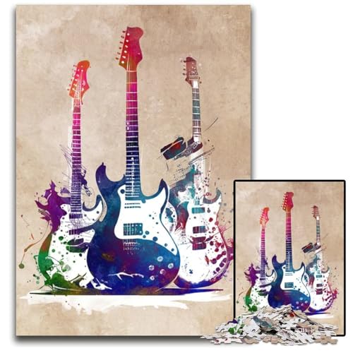 1000teiliges Puzzle für Erwachsene GitarrenmusikKunstPuzzles für Erwachsene anspruchsvolles Denkspiel für Teenager Spaß am Familienspieleabend 1000 Teile (75 x 50 cm) von CXUOSADIP