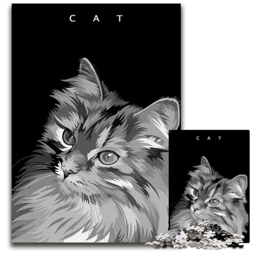 1000teiliges Puzzle für Erwachsene KatzenHolzpuzzle perfekte Dekoration für Zuhause oder das Büro 1000 Teile (75 x 50 cm) von CXUOSADIP