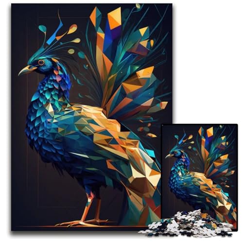 1000teiliges Puzzle für Erwachsene abstrakte geometrische PfauenPuzzles für Erwachsene anspruchsvolles Denkspiel für Teenager Spaß für den Familienspielabend 1000 Teile (38 x 26 cm) von CXUOSADIP