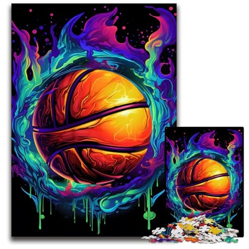 1000teiliges Puzzle für Erwachsene abstraktes BasketballDesign Puzzles für Erwachsene anspruchsvolles Denkspiel für Teenager Spaß für den Familienspieleabend 1000 Teile (75 x 50 cm) von CXUOSADIP