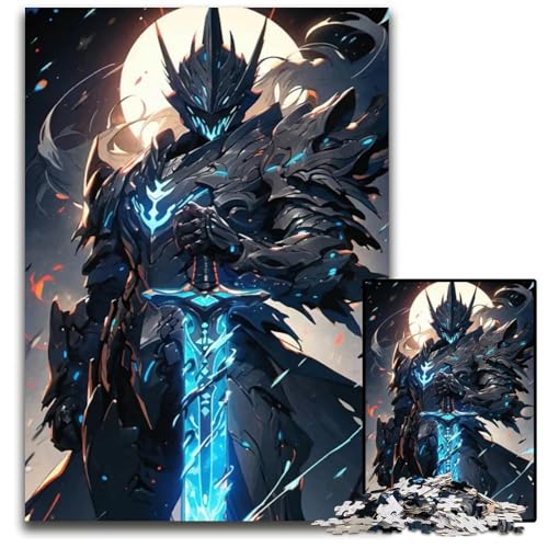 1000teiliges Puzzle für Erwachsene dunkler Ritter mit Schwert Holzpuzzle für Erwachsene kreatives Familienspiel Heimdekoration Teenager 1000 PCS (75 x 50 cm) von CXUOSADIP