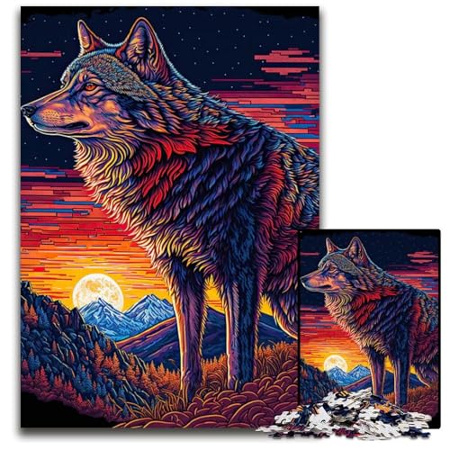1000teiliges Puzzle für Erwachsene im WolfArtSerienstil Holzpuzzle perfekte Heim oder Bürodekoration 1000 Teile (75 x 50 cm) von CXUOSADIP