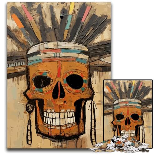1000teiliges Puzzle im BasquiatStil Totenkopf für Erwachsene anspruchsvolles Denkspiel für Teenager Spaß für den Familienspielabend 1000 Teile (75 x 50 cm) von CXUOSADIP