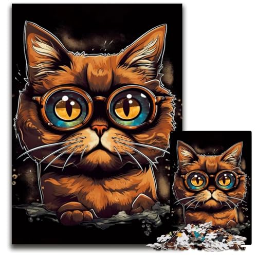 1000teiliges Puzzle im CartoonStil mit Katzenmotiv für Erwachsene Holzpuzzle Geburtstagsgeschenkidee anspruchsvolles Denkspiel 1000 Teile (75 x 50 cm) von CXUOSADIP