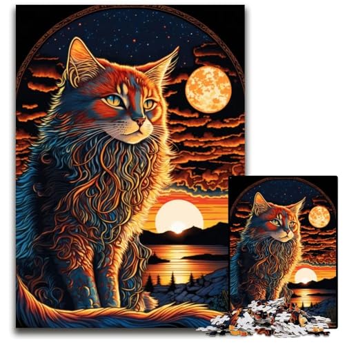 1000teiliges Puzzle im Cat Art SeriesStil für Erwachsene Muttertag Geburtstag Weihnachten 1000 Teile (38 x 26 cm) von CXUOSADIP