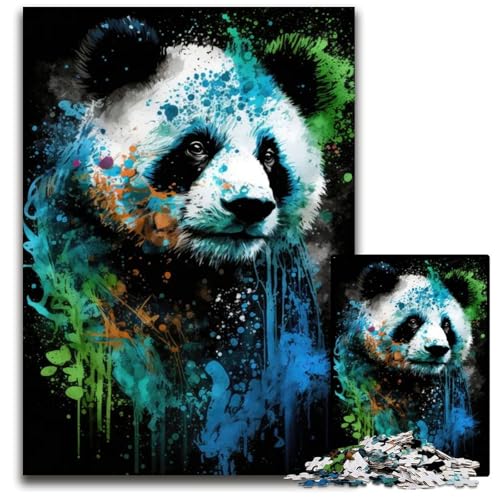 1000teiliges Puzzle im PandaKunststil Holzpuzzle für Erwachsene Geburtstagsgeschenkidee anspruchsvolles Denkspiel 1000 Teile (75 x 50 cm) von CXUOSADIP