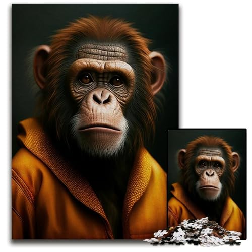 1000teiliges Puzzle im SchimpansenÖlStil Anspruchsvolle Rätsel Anspruchsvolle Denksportaufgabe für Teenager Familienspaß Interaktives Spiel 1000 Teile (38 x 26 cm) von CXUOSADIP