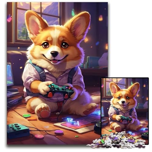 1000teiliges Puzzle mit CorgiHund unmögliche Puzzles für Erwachsene für Heimdekoration Gehirntraining 1000 Teile (75 x 50 cm) von CXUOSADIP