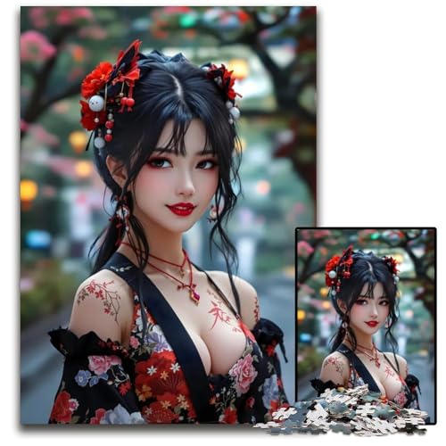 1000teiliges Puzzle mit japanischem AnimeMädchen unmögliche Puzzles für Erwachsene Denksportspiel interaktives Familienspiel geeignet für Kinder ab 14 Jahren 1000 Teile (38 x 26 cm) von CXUOSADIP