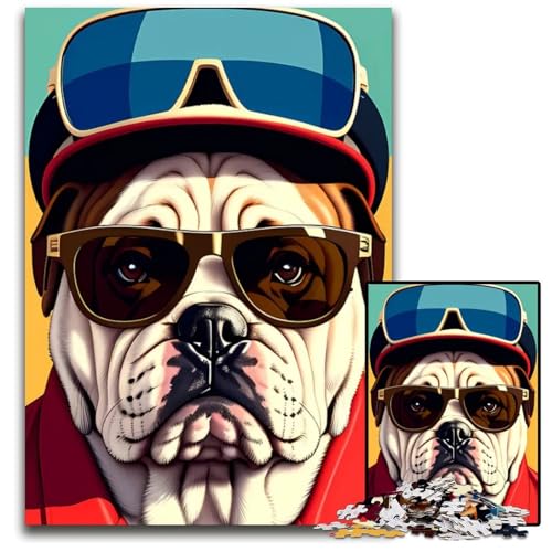 1000teiliges Puzzle mit süßem Hund im minimalistischen Stil Anspruchsvolle Rätsel Anspruchsvolle Denksportaufgabe für Teenager Familienspaß Interaktives Spiel 1000 Teile (38 x 26 cm) von CXUOSADIP
