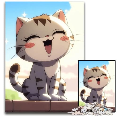1000teiliges Puzzle süße AnimeKatze unmögliches Puzzle für Erwachsene Denksportspiel interaktives Familienspiel geeignet für Kinder ab 14 Jahren 1000 Teile (38 x 26 cm) von CXUOSADIP