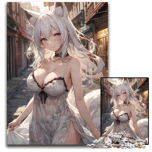 1000teiliges Puzzle weißes AnimeFuchsmädchen Puzzles für Erwachsene für Teenager Familienspaß DIYDenkspiel Geschenk 1000 Teile (38 x 26 cm) von CXUOSADIP