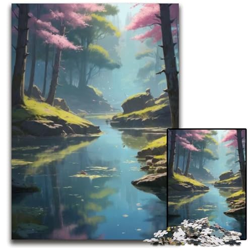 1000teiliges PuzzleGeschenk AnimeLoFiLandschaft mit ruhigem Waldbach anspruchsvolle Puzzles ideal für Liebhaber perfektes Weihnachts Neujahrs und Valentinstagsgeschenk 1000 Teile (38 x 26 cm) von CXUOSADIP