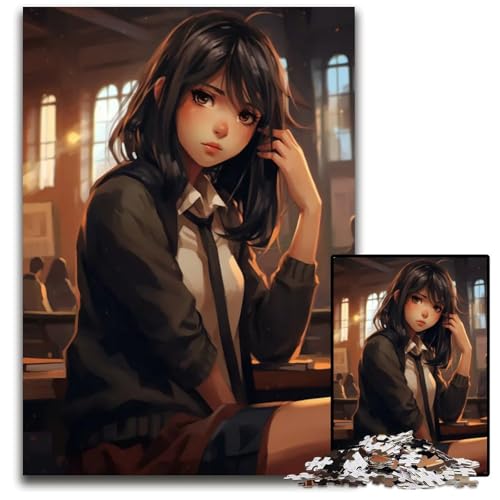 1000teiliges PuzzleGeschenk AnimeMädchen im Klassenzimmer Puzzles für Erwachsene Denkspiel für Teenager Familieninteraktion 1000 Teile (38 x 26 cm) von CXUOSADIP