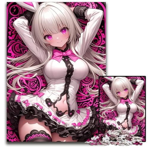 1000teiliges PuzzleGeschenk AnimeMädchen mit Hasenohren anspruchsvolle Puzzles ideal für Liebhaber perfektes Weihnachts Neujahrs und Valentinstagsgeschenk 1000 PCS (38 x 26 cm) von CXUOSADIP