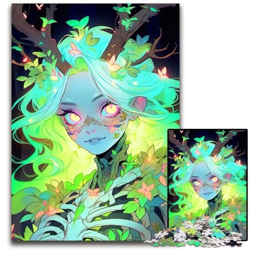 1000teiliges PuzzleGeschenk AnimePuzzle mit leuchtendem WaldgeistMädchen für Erwachsene Denkspiel für Teenager Familieninteraktion 1000 Teile (38 x 26 cm) von CXUOSADIP