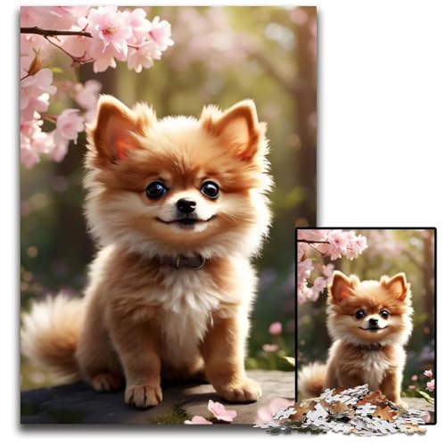 1000teiliges PuzzleGeschenk EIN Welpe in voller Blüte Holzpuzzle zum Entspannen und Herausfordern farbenfrohe Heimdekoration Kunst Freunde 1000 Teile (75 x 50 cm) von CXUOSADIP