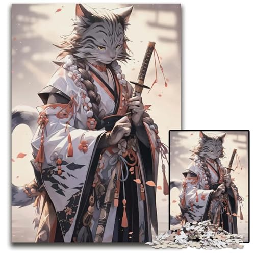 1000teiliges PuzzleGeschenk KatzenKimono JapanPuzzles für Erwachsene Denkspiel für Teenager Familieninteraktion 1000 Teile (38 x 26 cm) von CXUOSADIP