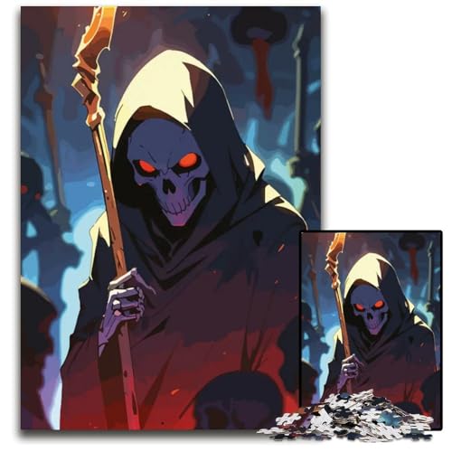 1000teiliges PuzzleGeschenk Sensenmann mit Stab Puzzles für Erwachsene Denkspiel für Teenager Familieninteraktion 1000 Teile (38 x 26 cm) von CXUOSADIP