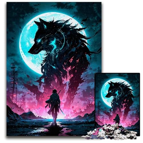 1000teiliges PuzzleGeschenk epische Wolfsgeist und KriegerPuzzles für Erwachsene Denkspiel für Teenager Familieninteraktion 1000 Teile (75 x 50 cm) von CXUOSADIP