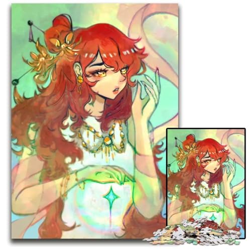 1000teiliges PuzzleGeschenk magisches AnimeMädchen mit goldenem Schmuck 14 Puzzles für Erwachsene Denkspiel für Teenager Familieninteraktion 1000 Teile (75 x 50 cm) von CXUOSADIP