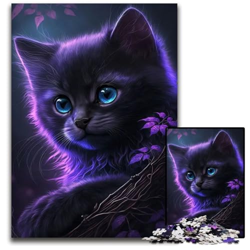 1000teiliges PuzzleGeschenk süße lila KatzenPuzzles für Erwachsene Denkspiel für Teenager Familieninteraktion 1000 Teile (38 x 26 cm) von CXUOSADIP