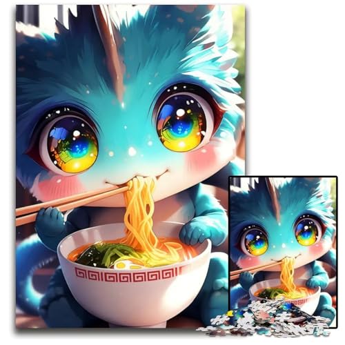 1000teiliges PuzzleGeschenk süßer Drache der Ramen isst Puzzles für Erwachsene Denkspiel für Teenager Familieninteraktion 1000 Teile (38 x 26 cm) von CXUOSADIP