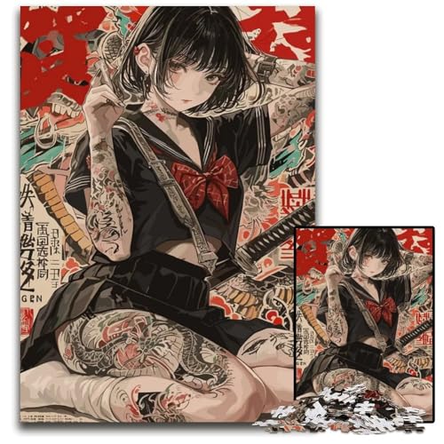 1000teiliges PuzzleGeschenk süßes SamuraiPuzzle anspruchsvolles Puzzle ideal für Liebhaber perfektes Weihnachts Neujahrs und Valentinstagsgeschenk 1000 Teile (75 x 50 cm) von CXUOSADIP