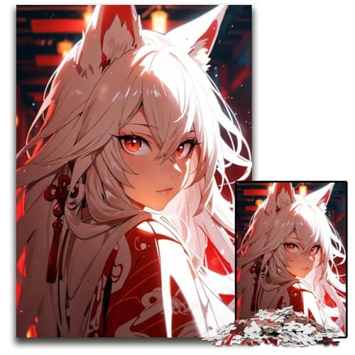 1000teiliges PuzzleGeschenk weißhaariges AnimeMädchen Puzzles für Erwachsene Denkspiel für Teenager Familieninteraktion 1000 Teile (38 x 26 cm) von CXUOSADIP