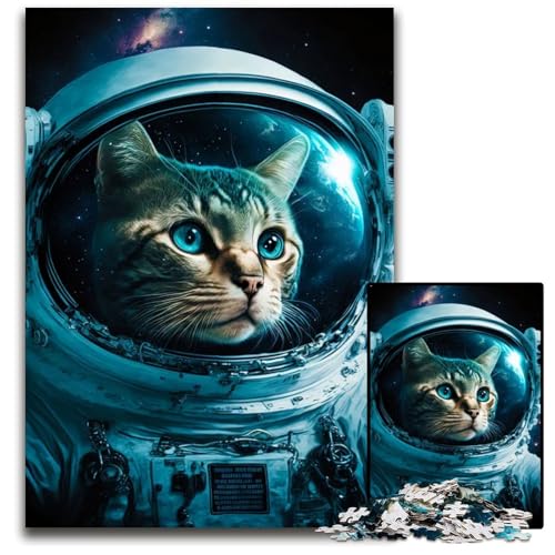 A Cat's Space Odyssey 1000teiliges Puzzle schwierige Puzzles für Erwachsene Weihnachten Halloween Ostern Neujahr 1000 Teile (75 x 50 cm) von CXUOSADIP