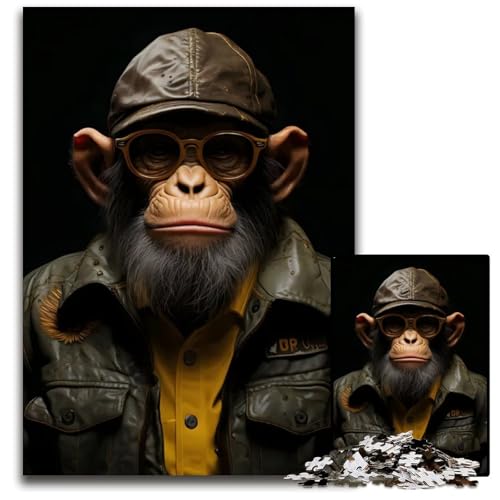 AFFE mit Stil Puzzle 1000 Teile für Erwachsene Holzpuzzle für Erwachsene Heimdekoration 1000 Teile (75 x 50 cm) von CXUOSADIP