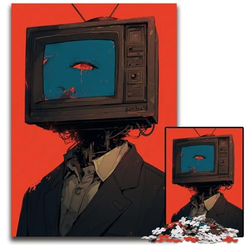 Abnormal TV Head Piece Jigsaw Puzzle Holzpuzzle Spiel für Erwachsene Geschenk Familie Interaktives Spiel Gehirn Herausforderung Geschenk 1000 PCS (38x26cm) von CXUOSADIP