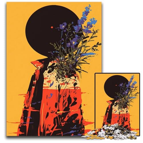 Abstrakte Figur mit Blumen PCPuzzle für Erwachsene Puzzles für Erwachsene Heimdekoration Denksportspiel für Teenager und Familieninteraktion 1000 Teile (75 x 50 cm) von CXUOSADIP