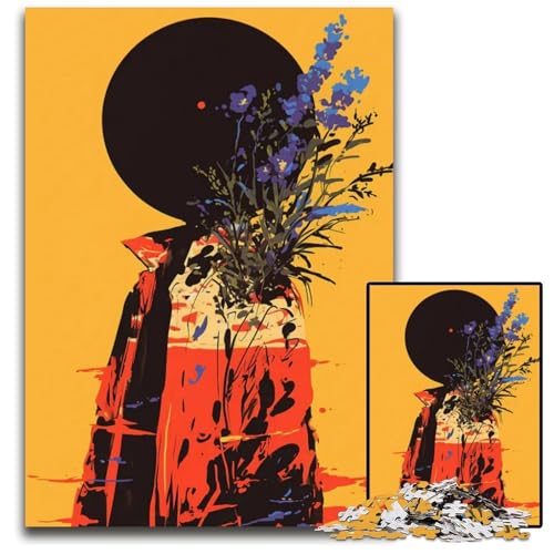 Abstrakte Figur mit Blumen Puzzle 1000 Teile für Erwachsene Puzzlespiel für Erwachsene Geschenk interaktives Familienspiel GehirnHerausforderung Geschenk 1000 PCS (38 x 26 cm) von CXUOSADIP