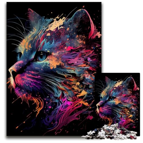 Abstrakte Katze surreal PCPuzzle für Erwachsene Puzzles für Erwachsene zur Heimdekoration ideales Weihnachts und Neujahrsgeschenk für Teenager 1000 Teile (38 x 26 cm) von CXUOSADIP