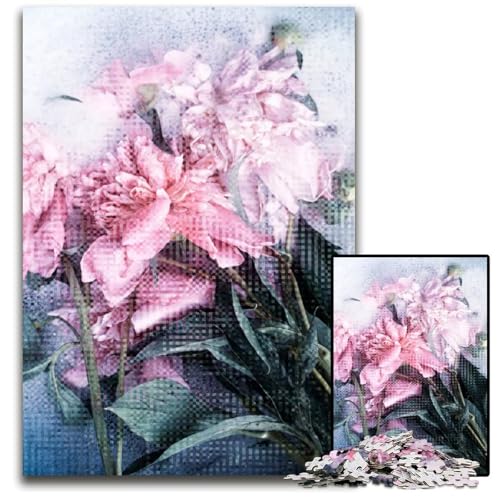 Abstrakte PfingstrosenPuzzles für Erwachsene 1000 Puzzles interaktives Familienspiel GehirnHerausforderung Lernspielzeug 1000 Teile (75 x 50 cm) von CXUOSADIP