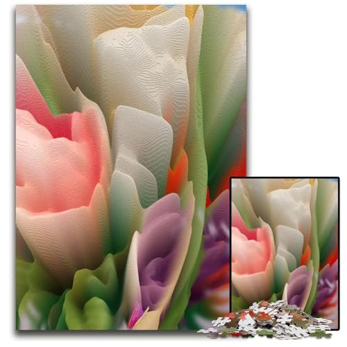 Abstrakter Blumenhintergrund Puzzle für Erwachsene 1000 Puzzles interaktives Familienspiel GehirnHerausforderung Lernspielzeug 1000 Teile (75 x 50 cm) von CXUOSADIP