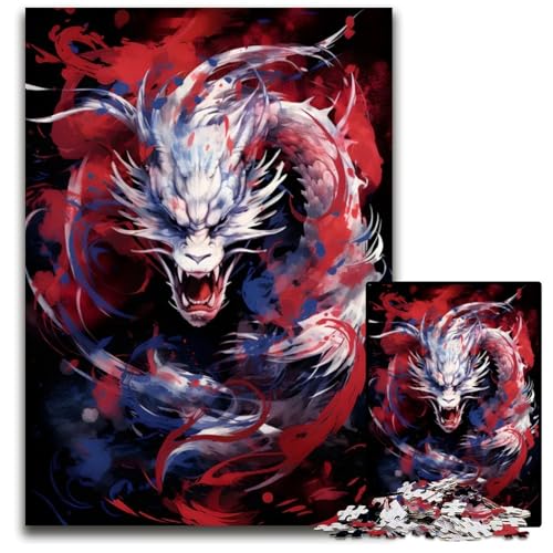 Abstraktes Drachenposter 1000teiliges Puzzle für Erwachsene Holzpuzzle für Teenager und Familien perfekte DIYDekoration und knifflige Herausforderung 1000 Teile (38 x 26 cm) von CXUOSADIP