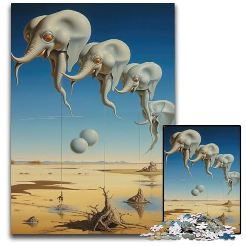 Abstraktes ElefantenFantasiaPuzzle 1000 Teile schwierige Puzzles für Erwachsene Weihnachten Halloween Ostern Neujahr 1000 Teile (38 x 26 cm) von CXUOSADIP
