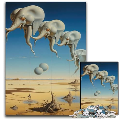 Abstraktes ElefantenFantasiaPuzzle für Erwachsene 1000 Puzzles interaktives Familienspiel GehirnHerausforderung Lernspielzeug 1000 Teile (75 x 50 cm) von CXUOSADIP