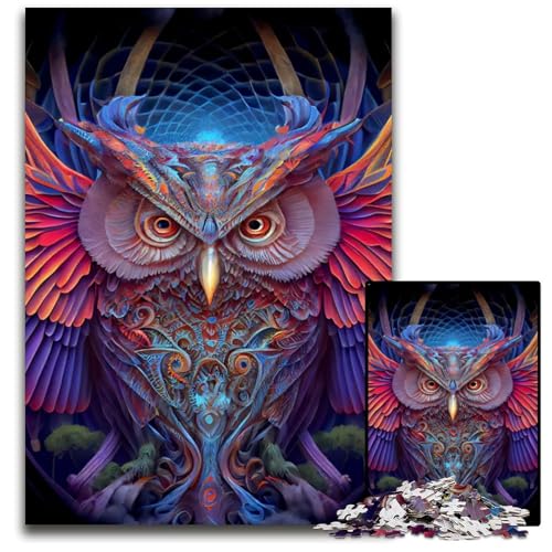 Abstraktes EulenPuzzle Holzpuzzle Spiel für Erwachsene Geschenk interaktives Familienspiel GehirnHerausforderung 1000 Teile (75 x 50 cm) von CXUOSADIP