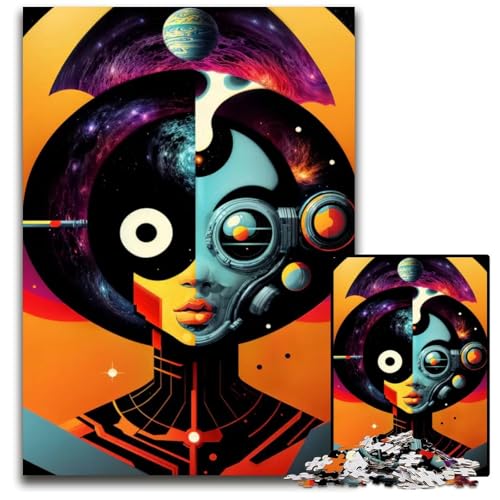 Abstraktes Gesicht im Weltraum Puzzle für Erwachsene 1000 Teile interaktives Familienspiel GehirnHerausforderung Lernspielzeug 1000 Teile (75 x 50 cm) von CXUOSADIP