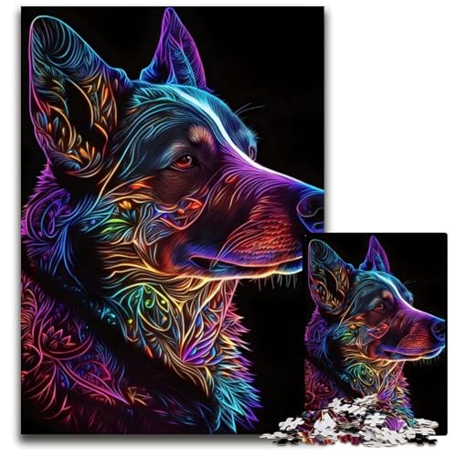 Abstraktes HundePuzzle für Erwachsene 1000teiliges Puzzle für Erwachsene Heimdekoration und Urlaubsspaß 1000 Teile (75 x 50 cm) von CXUOSADIP